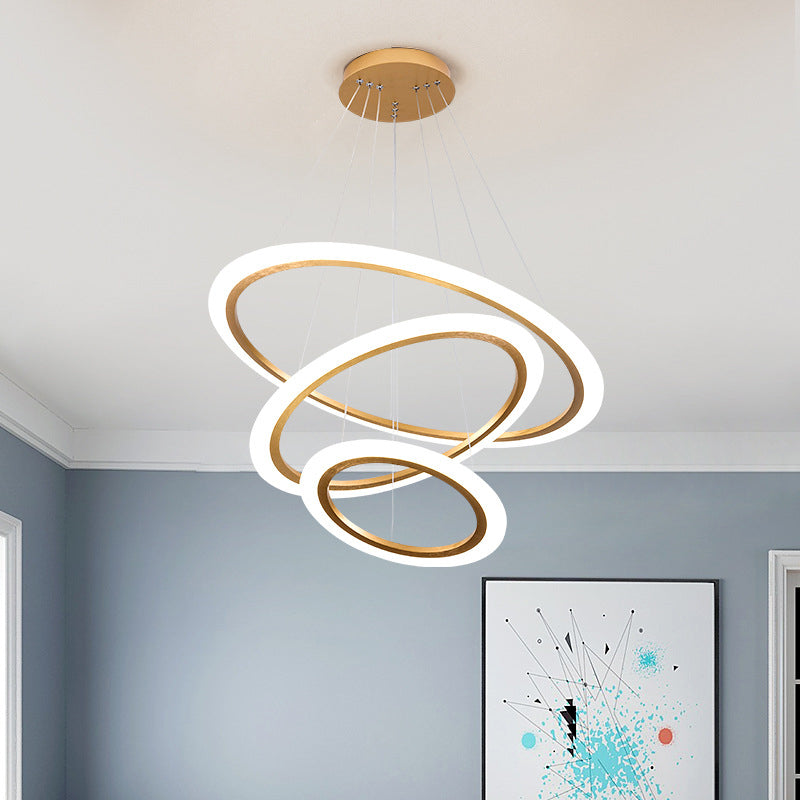 Éclairage de lustre à trois niveaux en or métal