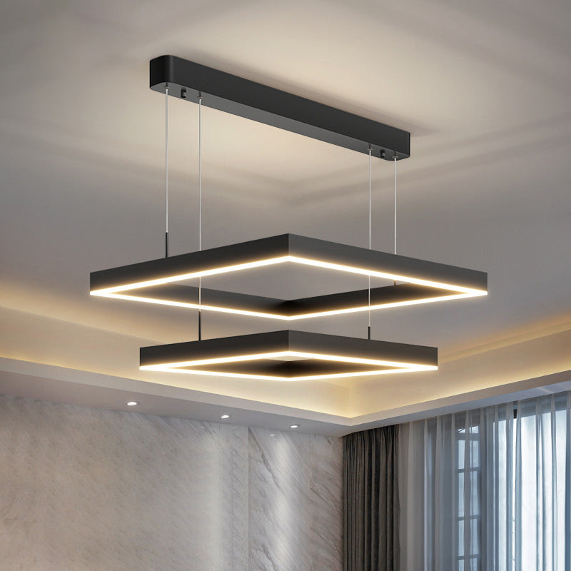 Lampada a forma quadrata a forma quadrata semplice a due livelli Black Restaugale per il lampadario appeso