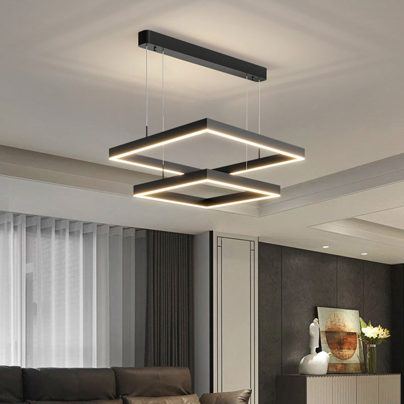 Luz de lámparas de lámparas de araña cuadradas de dos niveles simples de dos niveles