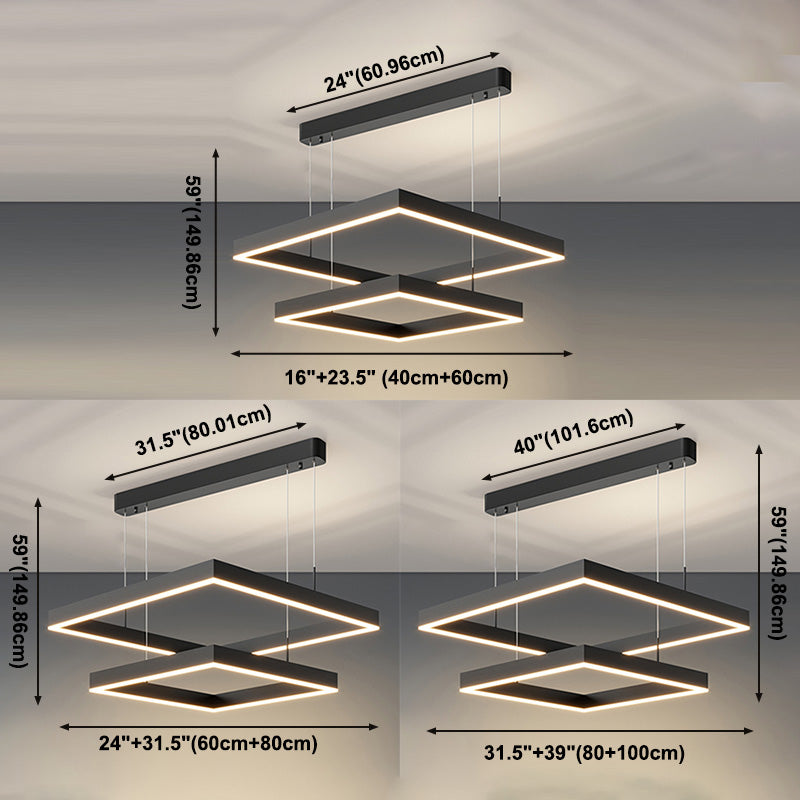 Luz de lámparas de lámparas de araña cuadradas de dos niveles simples de dos niveles