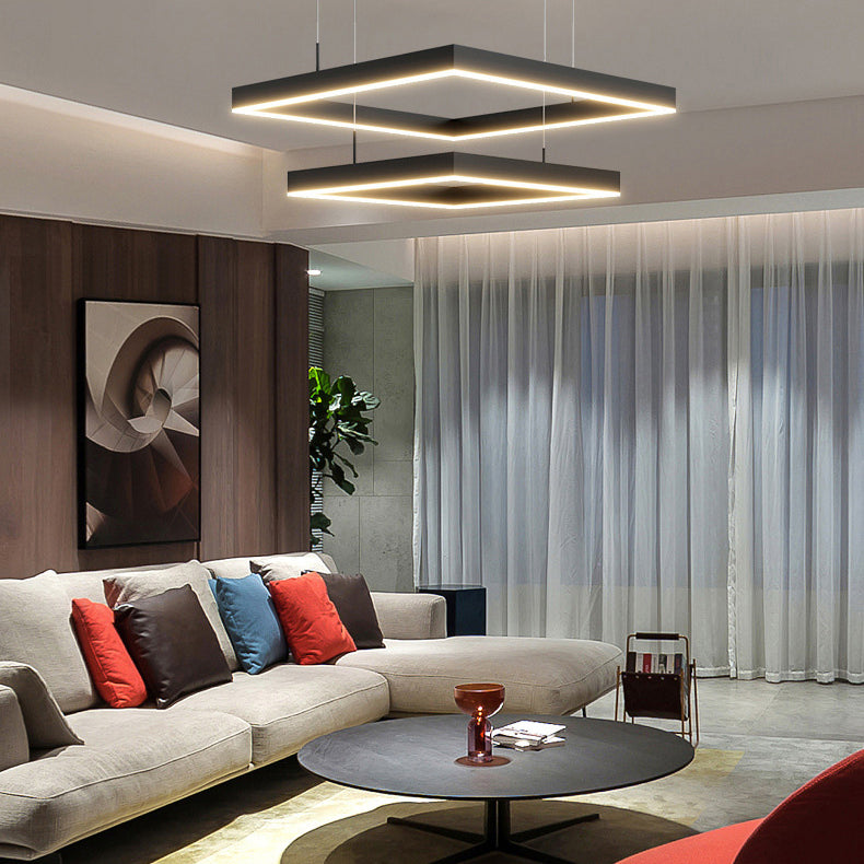 Luz de lámparas de lámparas de araña cuadradas de dos niveles simples de dos niveles