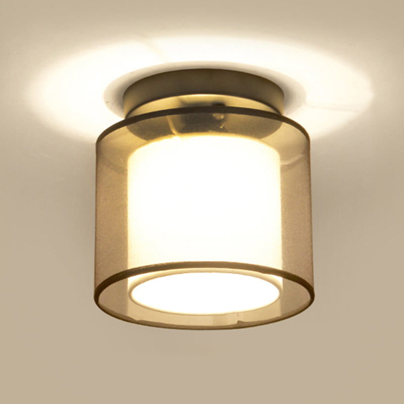 Single Head Flush Lamp Chinese Style Fabric Flush Ceiling Light for Living Room
