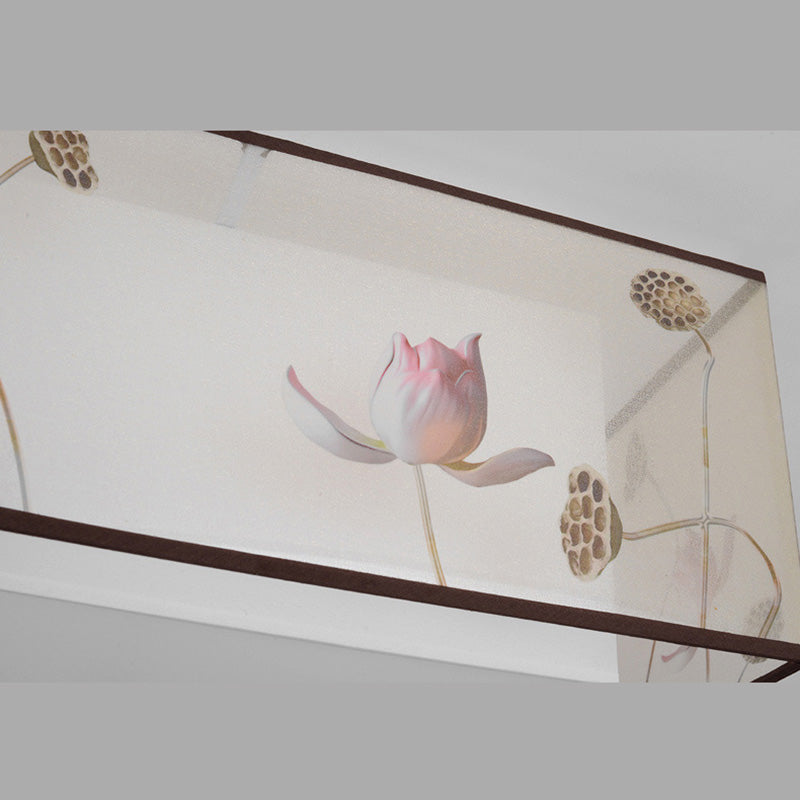 16" Wide 4 Lights Flush Mount Traditional Fabric Flush Ceiling Light in White for Bedroom