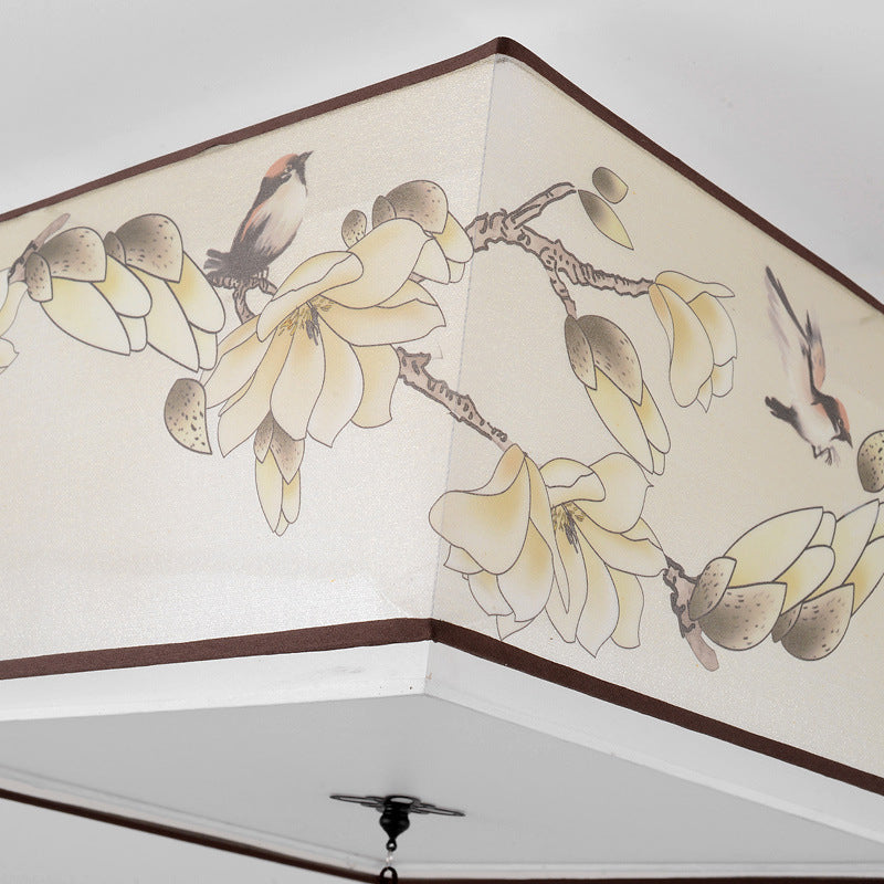 16" Wide 4 Lights Flush Mount Traditional Fabric Flush Ceiling Light in White for Bedroom