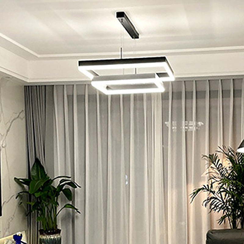 Candelera de lámparas de araña de forma cuadrada contemporánea Restaurante Chandelier colgante con sombra acrílica