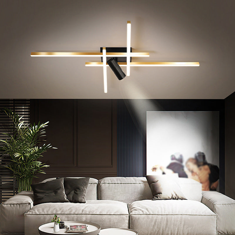 Modern Gold Semi Flush Ceiling Spotlight  LED Track Light Fixture for Dinning Room