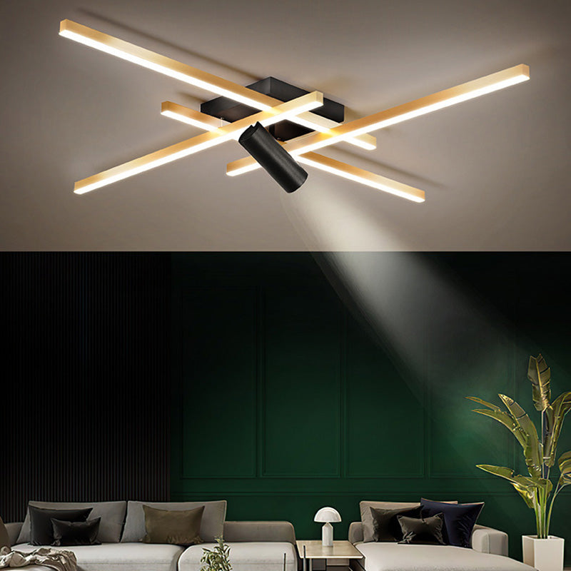Modern Gold Semi Flush Ceiling Spotlight  LED Track Light Fixture for Dinning Room