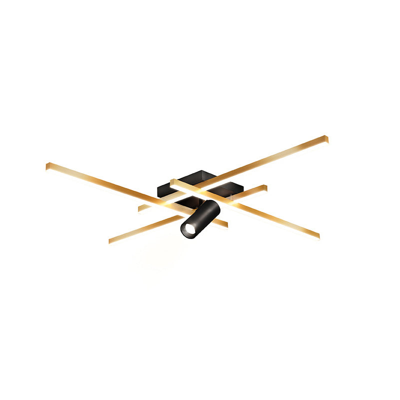 Modern Gold Semi Flush Ceiling Spotlight  LED Track Light Fixture for Dinning Room