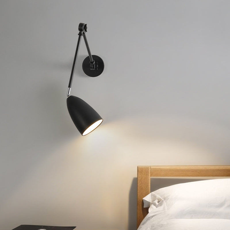 Domed Shade Task Wall Light Nordic Metal 1-Light Bedroom Reading Wall Lamp with Swing Arm