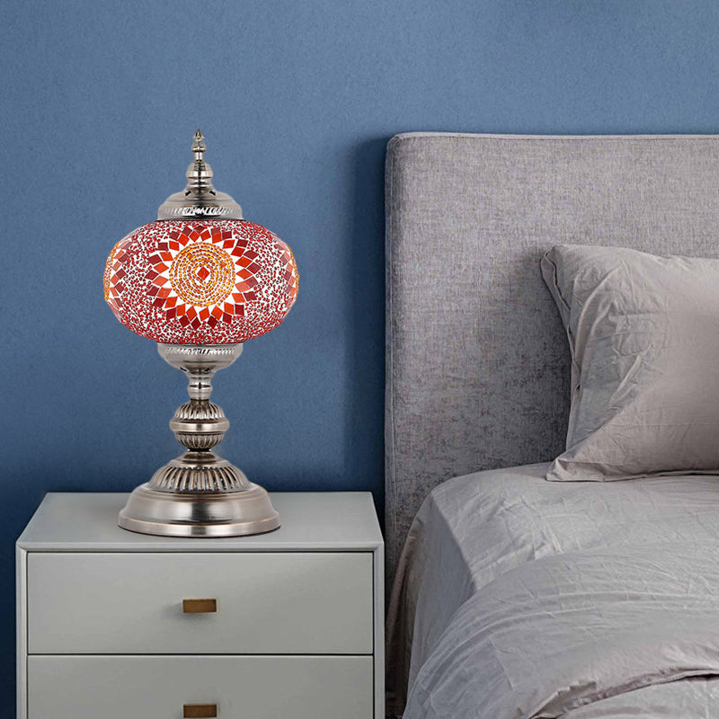 Lampada da comodino per camera da letto torre in vetro colorato mediterraneo 1 lampadina rossa/blu/gialla e blu