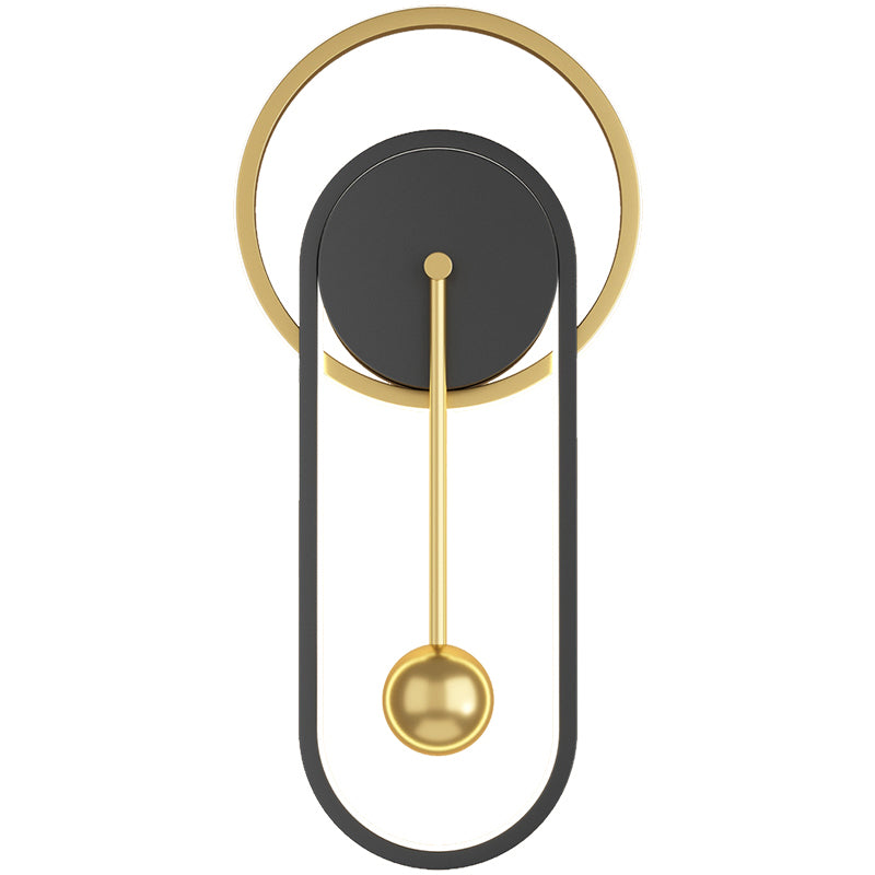 Postmoderne LED-Wandleuchten schwarzgold oval und ringwandmontiertes Licht mit Metallschatten
