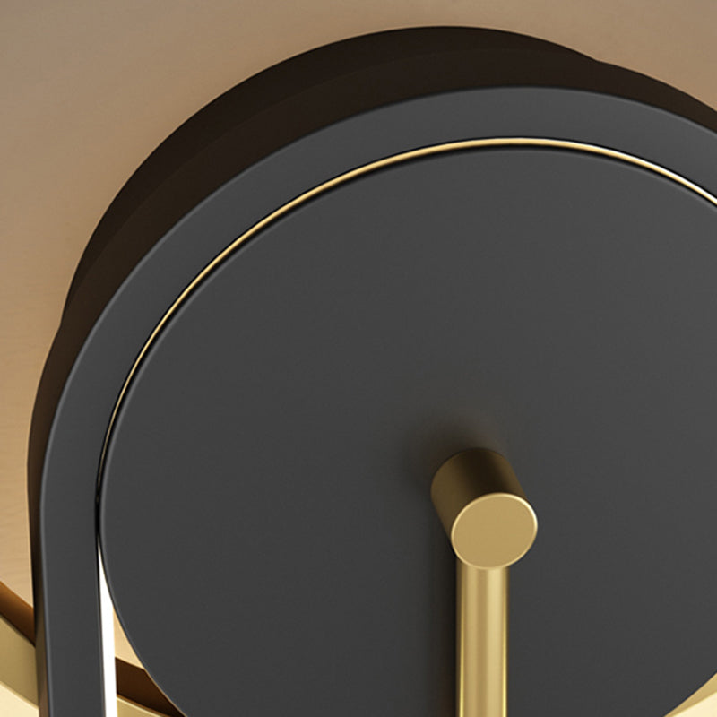 Postmoderne LED-Wandleuchten schwarzgold oval und ringwandmontiertes Licht mit Metallschatten