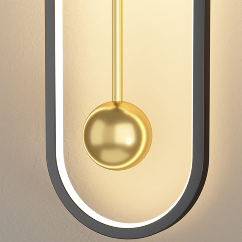 Postmoderne LED-Wandleuchten schwarzgold oval und ringwandmontiertes Licht mit Metallschatten