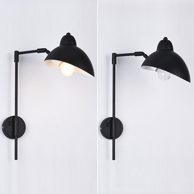 Black Duckbill Reading Wall Lamp Vintage Metal 1 Bulb Bedroom Wall Light