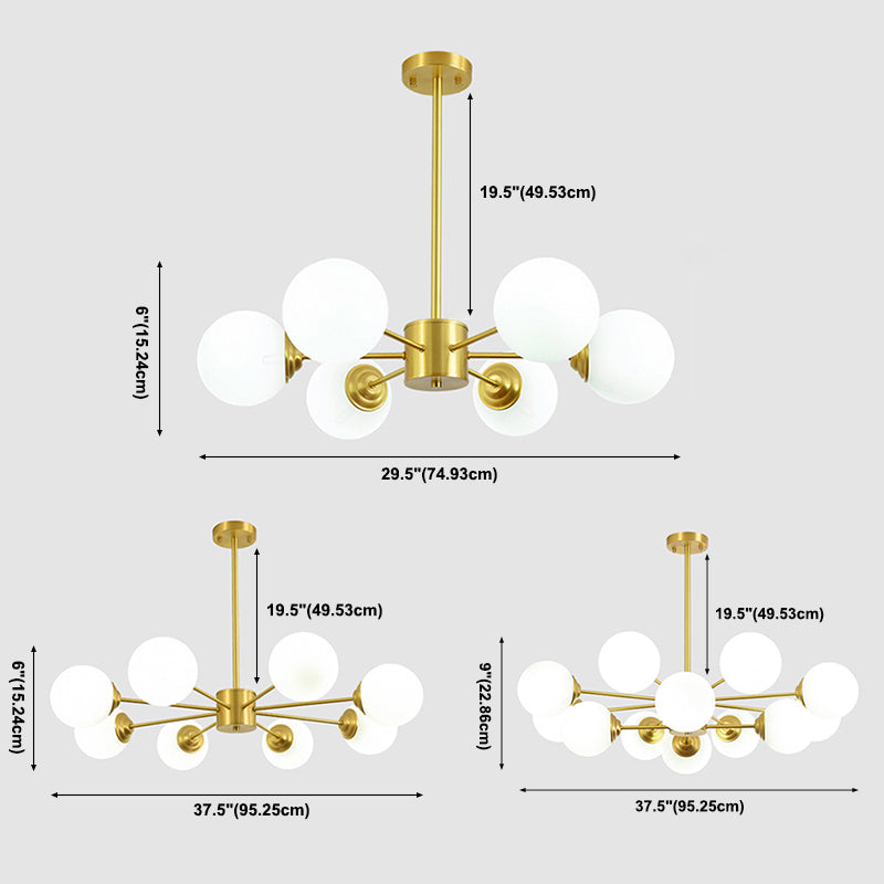 Globe Chandelier Light Fixture Designer Multi-Head Bronze Chandelier Lamp with Glass Shade