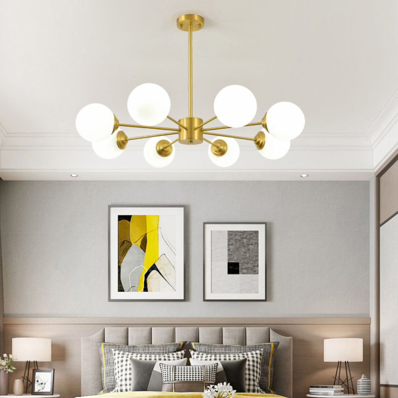 Globe Chandelier Light Fixture Designer Multi-Head Bronze Chandelier Lamp with Glass Shade