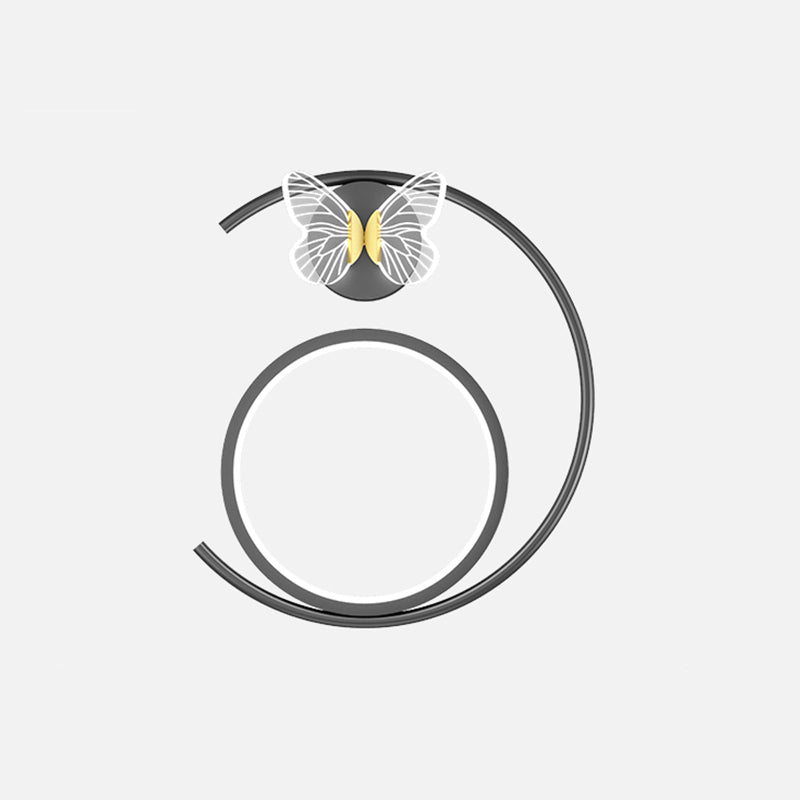 Accesorio de iluminación de pared acrílico mariposa LED minimalista Splecha de pared geométrica negra