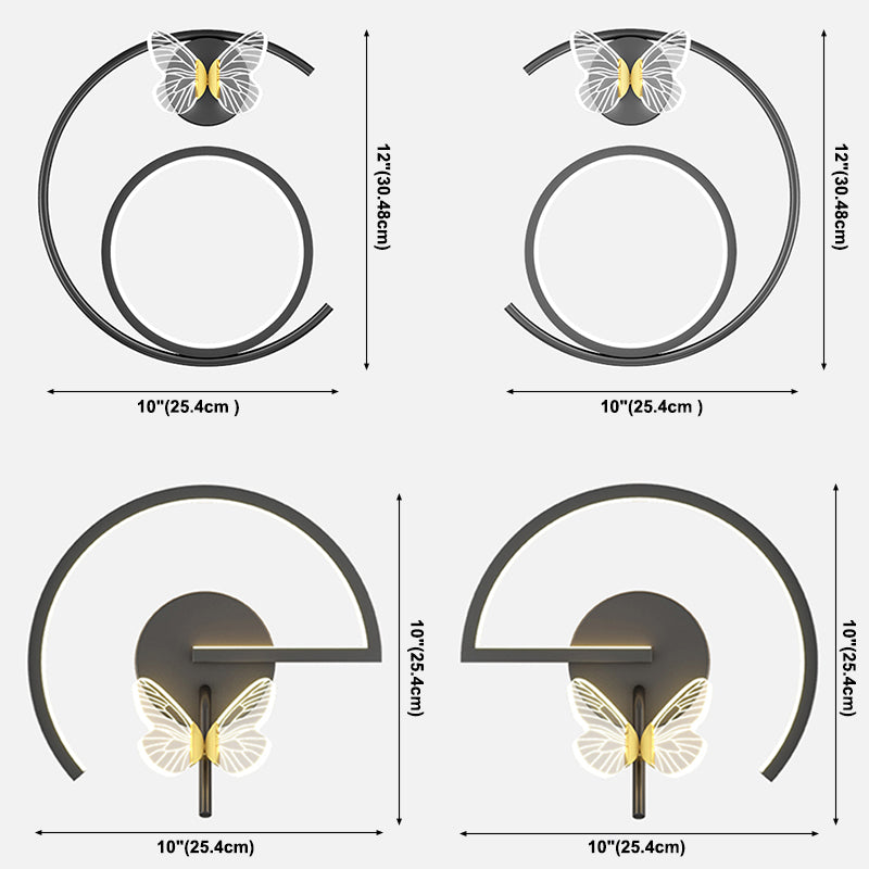 Accesorio de iluminación de pared acrílico mariposa LED minimalista Splecha de pared geométrica negra