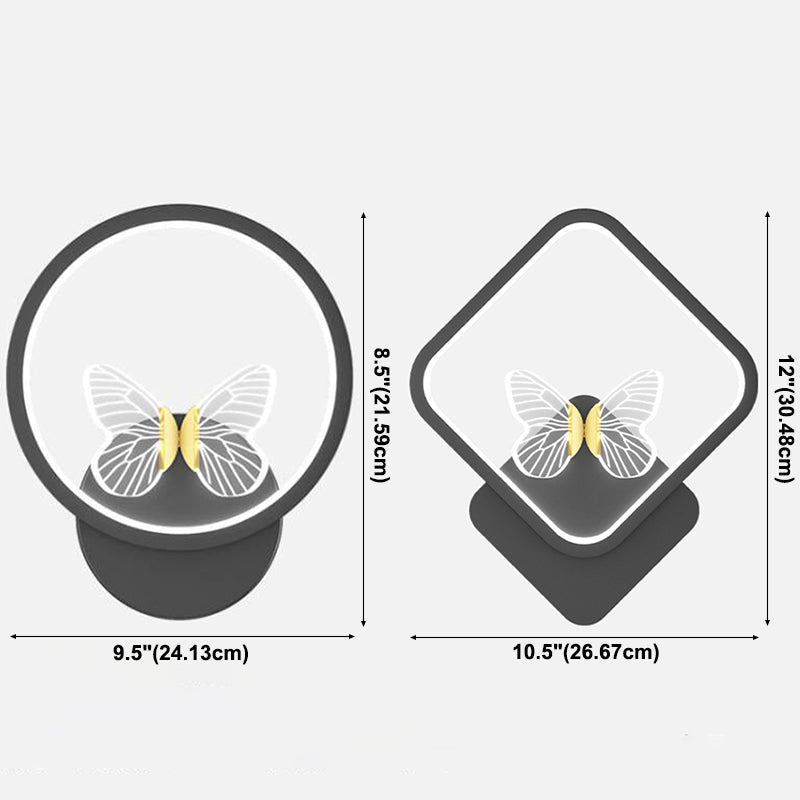 Accesorio de iluminación de pared acrílico mariposa LED minimalista Splecha de pared geométrica negra
