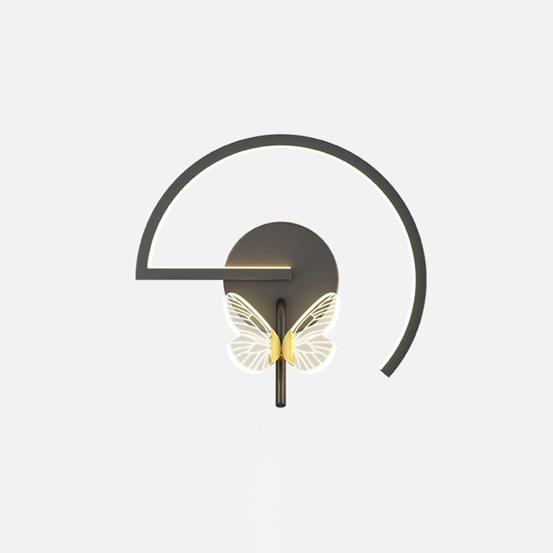 Accesorio de iluminación de pared acrílico mariposa LED minimalista Splecha de pared geométrica negra