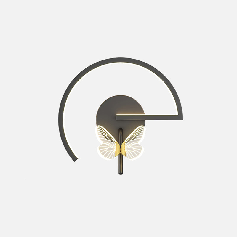Accesorio de iluminación de pared acrílico mariposa LED minimalista Splecha de pared geométrica negra