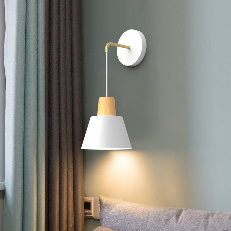 Geometric Shade Wall Hanging Lamp Macaron Style Iron 1 Bulb Bedroom Reading Wall Light