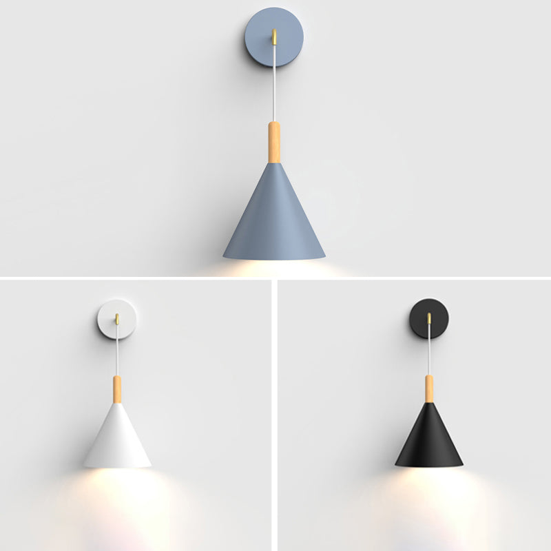 Geometric Shade Wall Hanging Lamp Macaron Style Iron 1 Bulb Bedroom Reading Wall Light