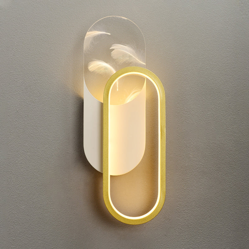 Iluminación de pared de plumas geométrica de pared de pared LED nórdica con sombra acrílica