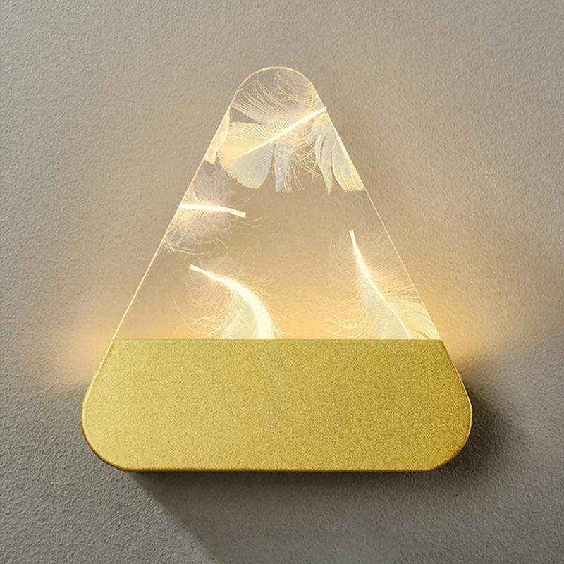 Nordische LED -Wandleuchten Gold Geometrische Federwandbeleuchtung mit Acrylschatten