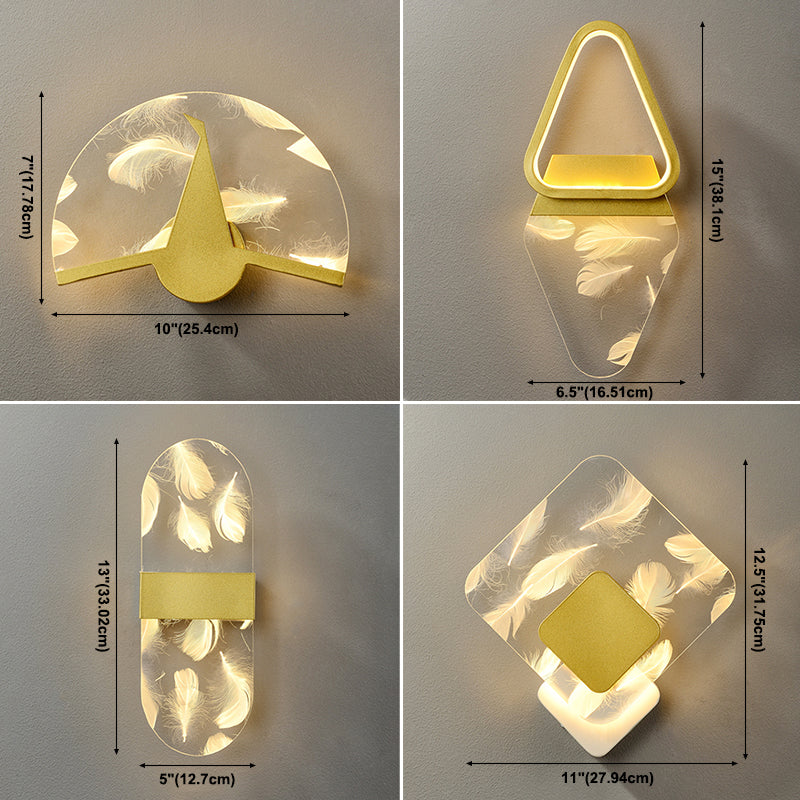 Iluminación de pared de plumas geométrica de pared de pared LED nórdica con sombra acrílica