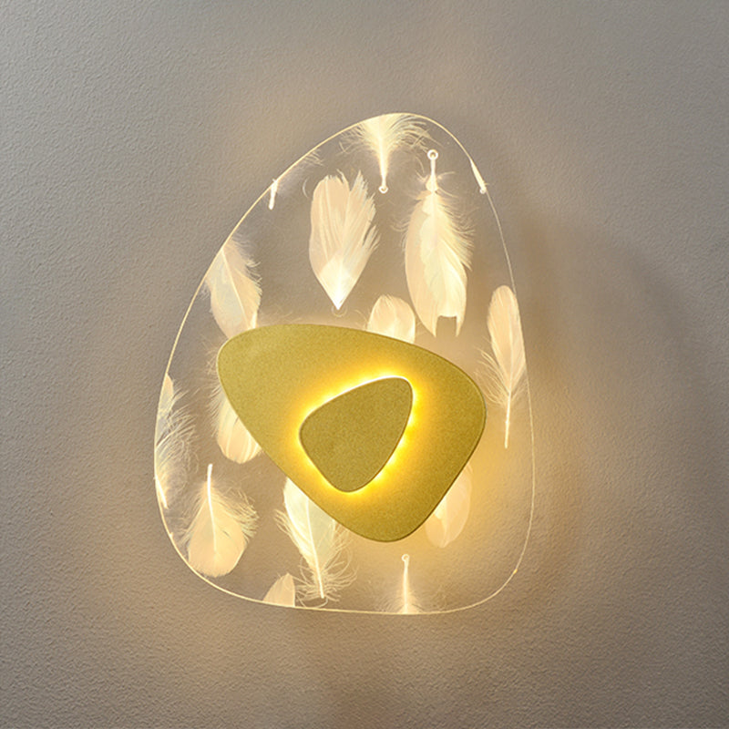 Iluminación de pared de plumas geométrica de pared de pared LED nórdica con sombra acrílica