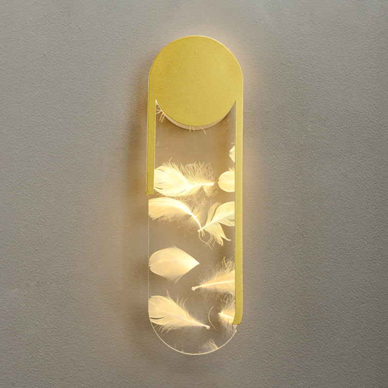 Iluminación de pared de plumas geométrica de pared de pared LED nórdica con sombra acrílica