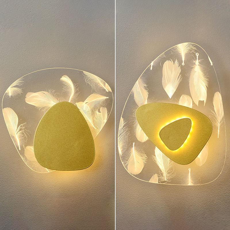 Iluminación de pared de plumas geométrica de pared de pared LED nórdica con sombra acrílica