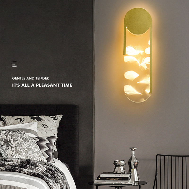 Iluminación de pared de plumas geométrica de pared de pared LED nórdica con sombra acrílica