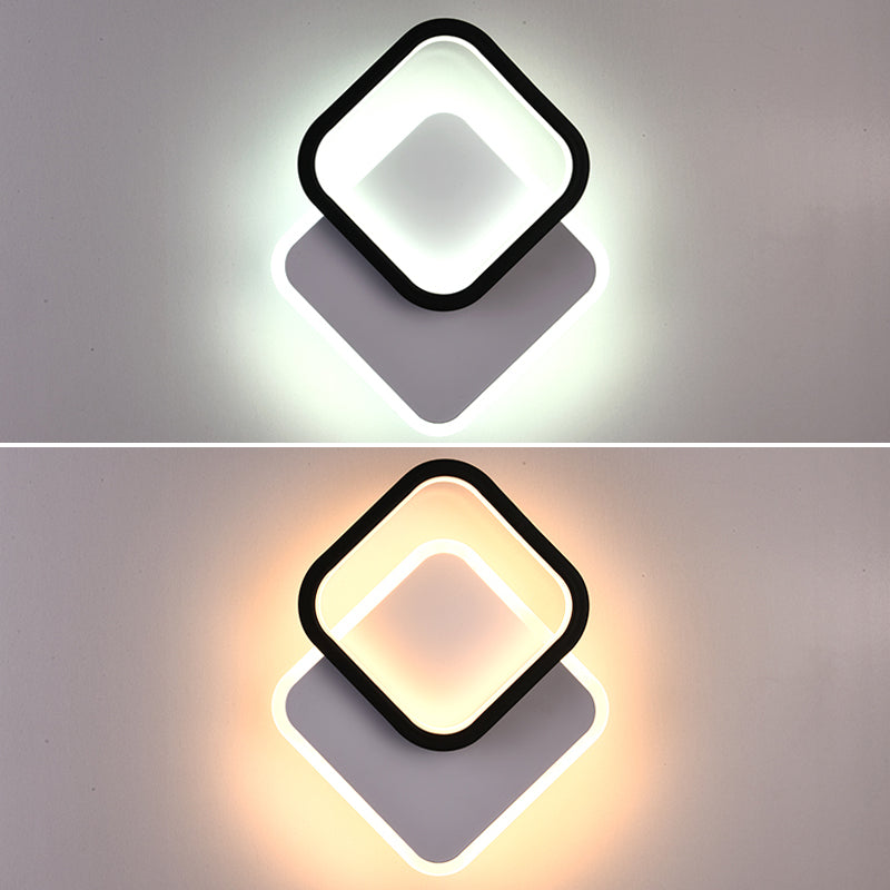 Luce murale a forma geometrica minimalista Luce a LED SCONCE LED in bianco nero in bianco