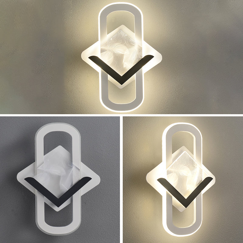 Fun a parete a parete geometrica bianca