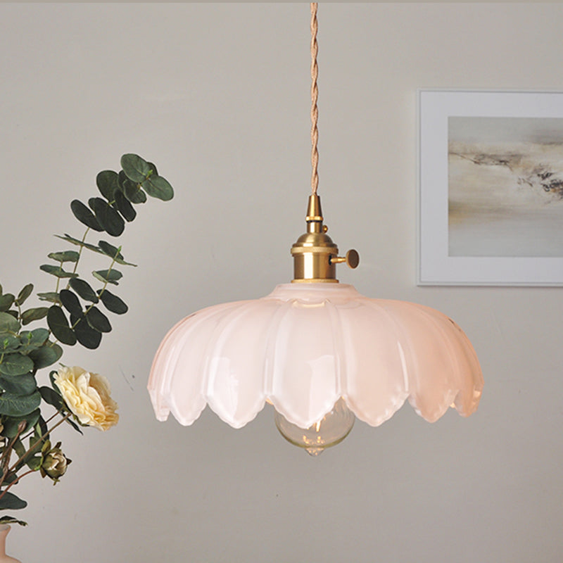 Industrial Style Ceiling Light Fixture with Glass Shade for Living Room