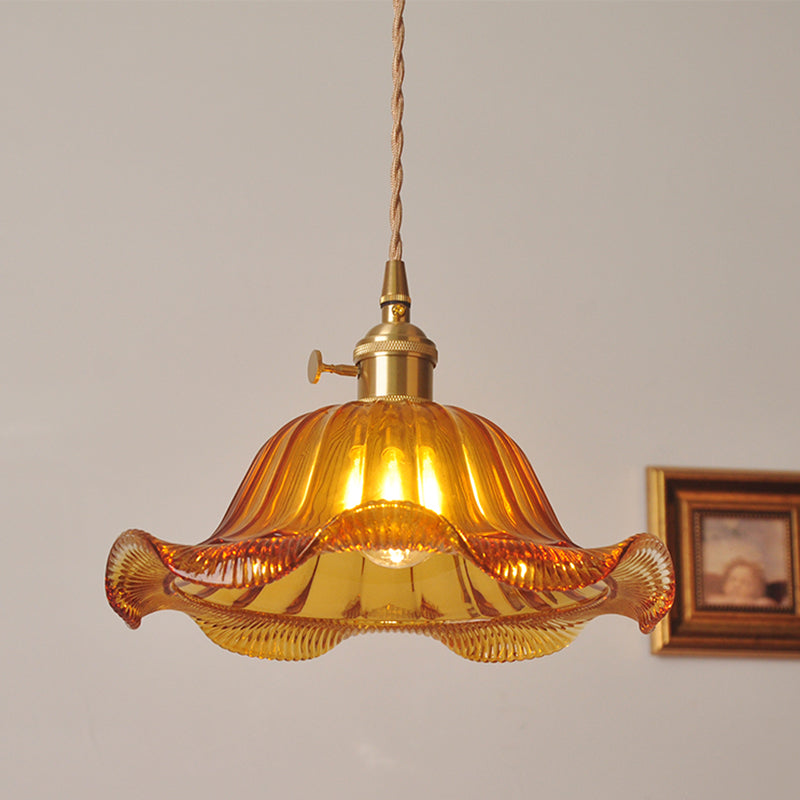 Industrial Style Ceiling Light Fixture with Glass Shade for Living Room