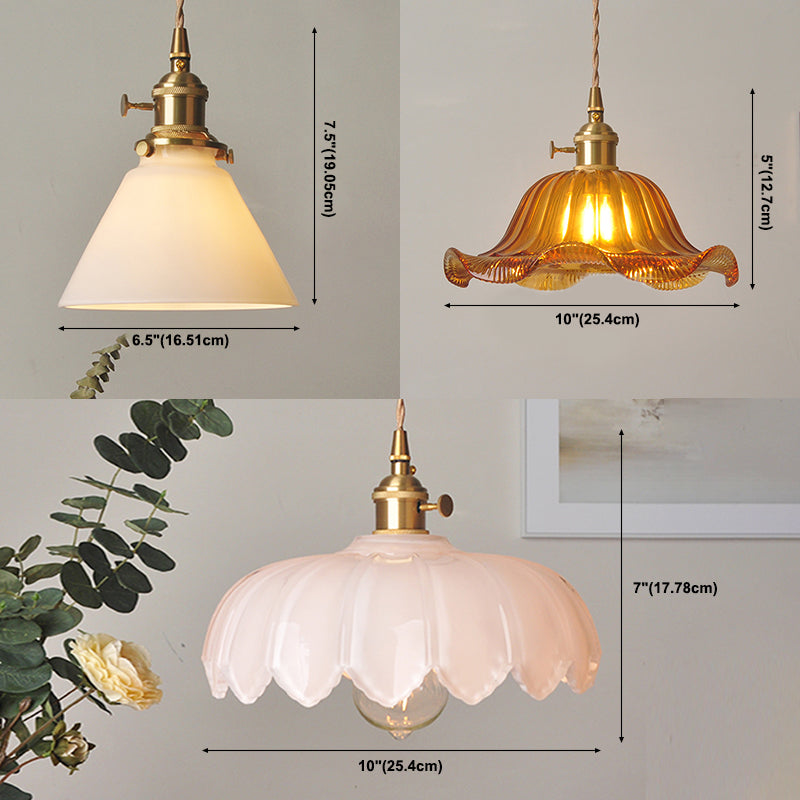 Industrial Style Ceiling Light Fixture with Glass Shade for Living Room