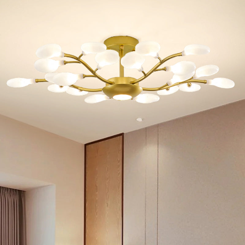 Goldzweig Kronleuchter modernistischer Metall und Acryldecker Kronleuchter für Wohnzimmer