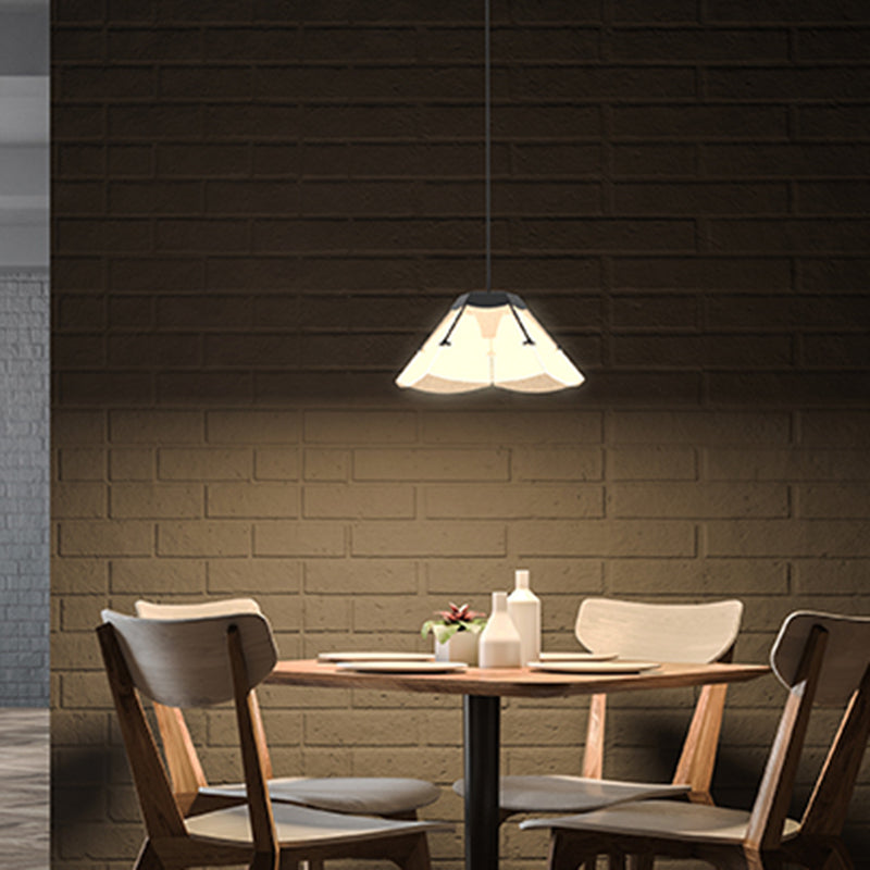 Modernism Scalloped Hanging Light Fixture White Glass 1 Light Living Room LED Ceiling Pendant