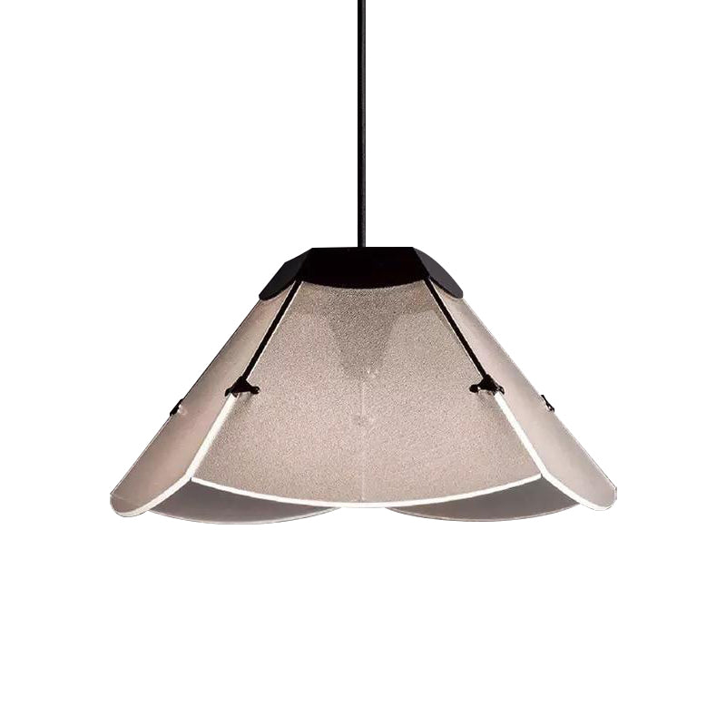 Modernism Scalloped Hanging Light Fixture White Glass 1 Light Living Room LED Ceiling Pendant