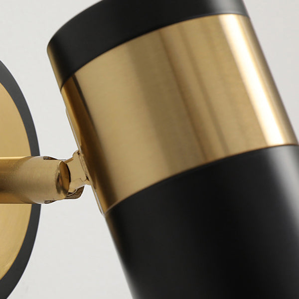 Postmodern Metal Cylindrical Wall Light 1-Head Adjustable Wall Spotlight in Black and Gold