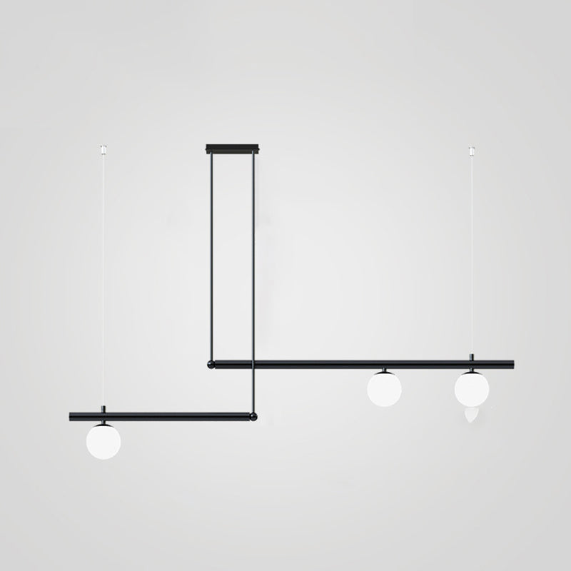 Globe Island Chandelier Lights Modern White Glass Pendant Lighting for Restaurant