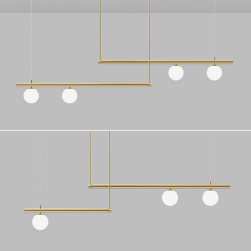 Globe Island Chandelier Lights Modern White Glass Pendant Lighting for Restaurant