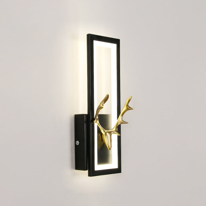 Lampada da parete per salotto in metallo Nordico in metallo a muro di cervo con tonalità rettangolare