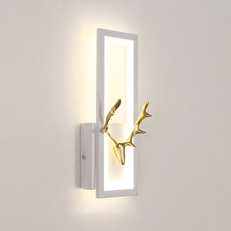 Lampada da parete per salotto in metallo Nordico in metallo a muro di cervo con tonalità rettangolare