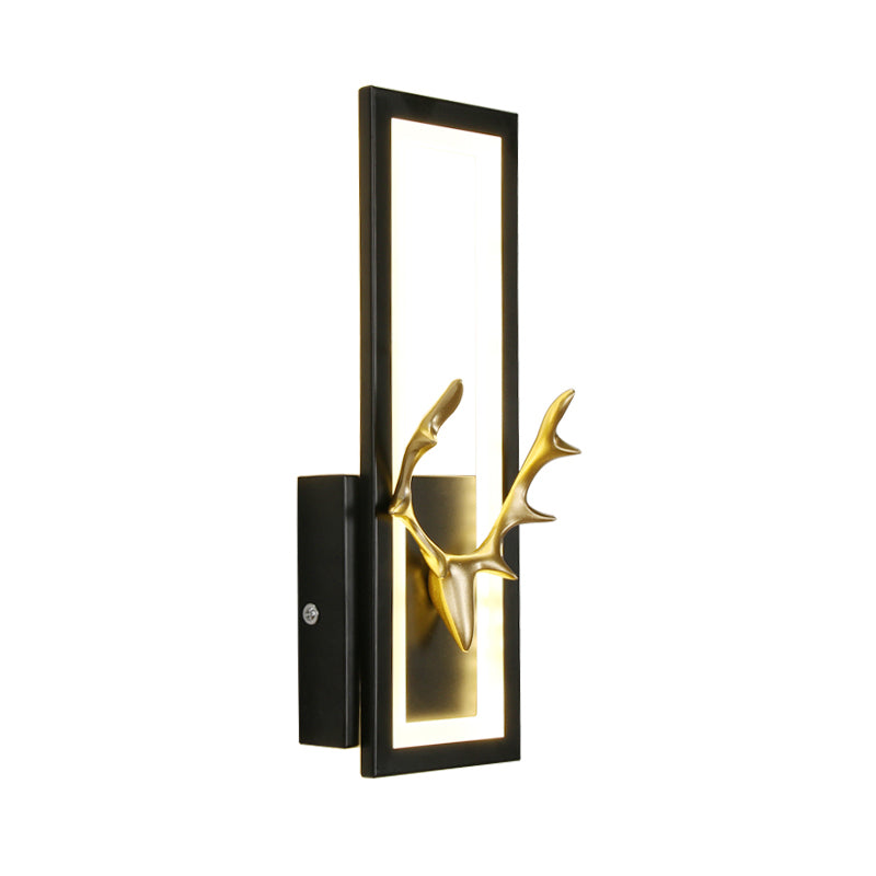 Lampada da parete per salotto in metallo Nordico in metallo a muro di cervo con tonalità rettangolare