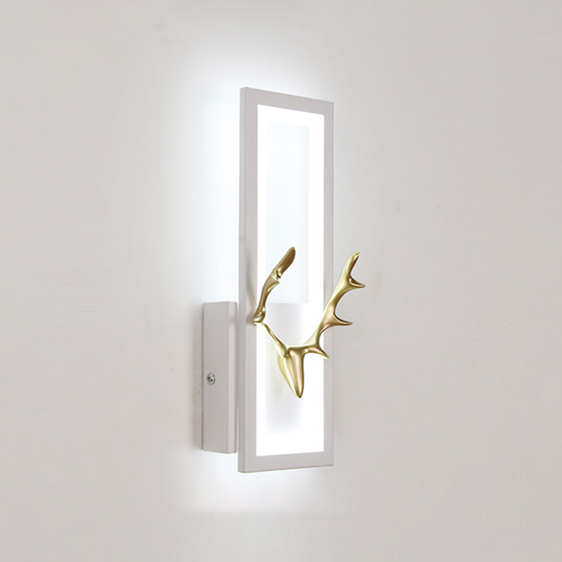 Lampada da parete per salotto in metallo Nordico in metallo a muro di cervo con tonalità rettangolare