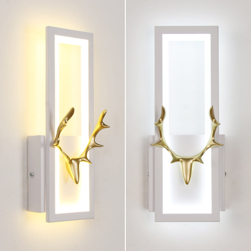 Lampada da parete per salotto in metallo Nordico in metallo a muro di cervo con tonalità rettangolare